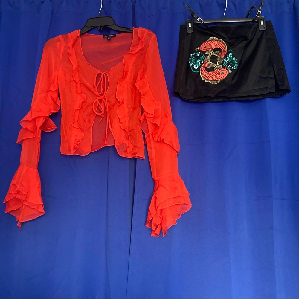 Koi Fish Top & Skirt Set 🧡🖤